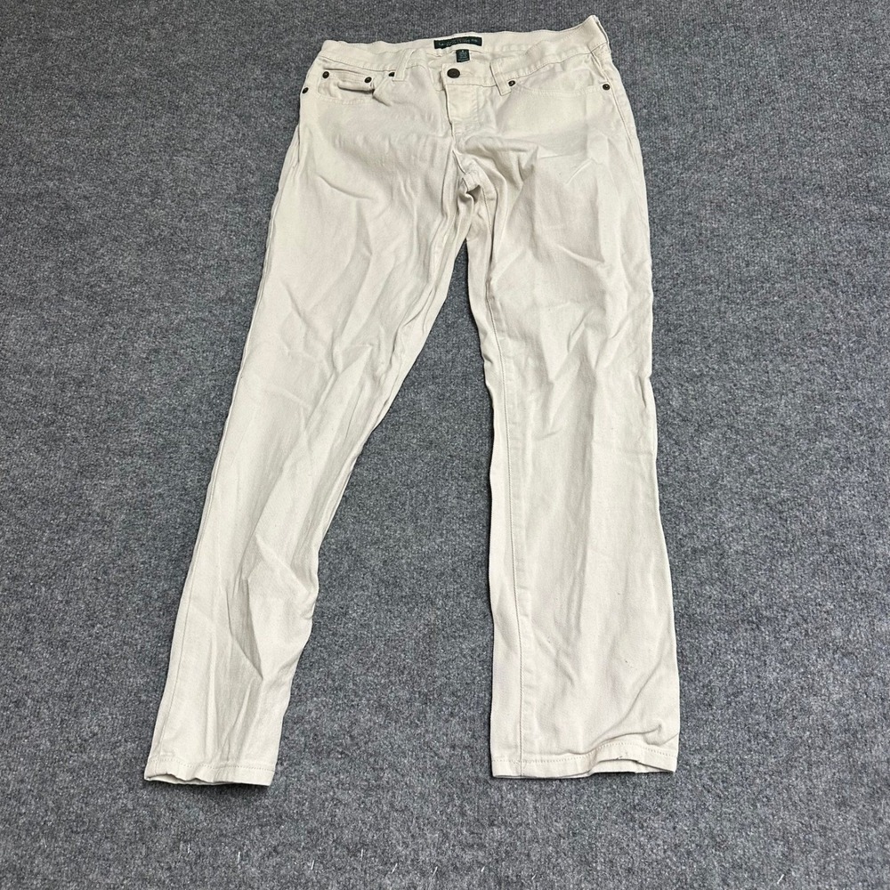 Lauren Ralph Lauren Jeans Womens Size 8 Beige Straight Leg Stretch Casual Denim